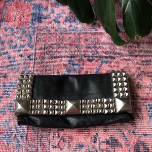 Y2K Studded Studs Leather Betsy Johnson Clutch Black